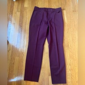 Susan Graver elastic waist comfort career pant tapered to ankle Burgundy size LT